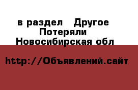  в раздел : Другое » Потеряли . Новосибирская обл.